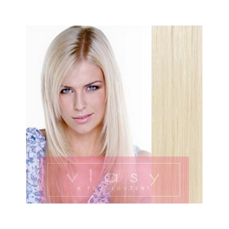 Clip in vlasy 43cm 100% ľudské - REMY 70g – platina