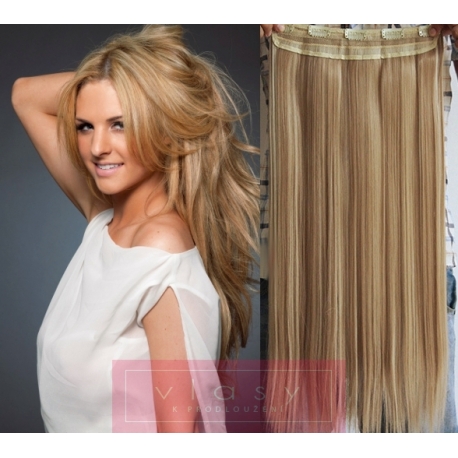 Clip in pás z pravých vlasů 63cm rovný – přírodní / světlejší blond
