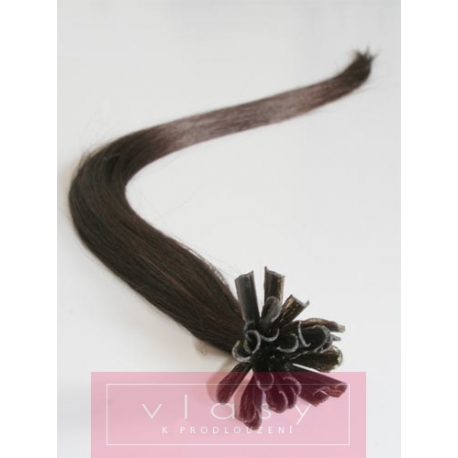 Vlasy európskeho typu k predlžovaniu keratínom 50cm – tmavo hnedé