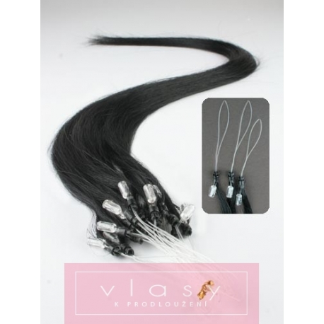 Vlasy európskeho typu k predlžovaniu micro ring 40cm – čierna