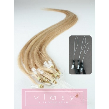 Vlasy európskeho typu k predlžovaniu micro ring 40cm – prírodná blond