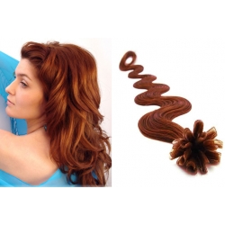Vlnité vlasy európskeho typu k predlžovaniu keratínom 50cm – medená