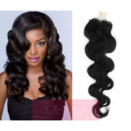 Vlnité vlasy Micro Ring / Easy Loop / Easy Ring / Micro Loop 50cm – černé