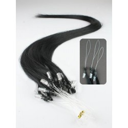 Vlasy európskeho typu k predlžovaniu micro ring 50cm – čierna