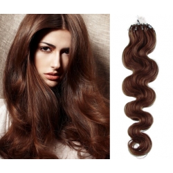 Vlnité vlasy európskeho typu k predlžovaniu micro ring 50cm – stredne hnedá