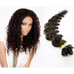 Kučeravé vlasy európskeho typu k predlžovaniu keratínom 50cm – prírodná čierna