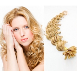 Kučeravé vlasy európskeho typu k predlžovaniu keratínom 50cm – prírodná blond