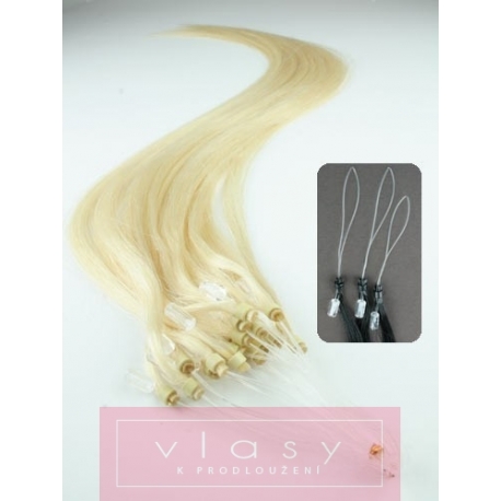 Vlasy európskeho typu k predlžovaniu micro ring 50cm – najsvetlejšia blond