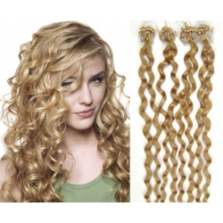 Kučeravé vlasy európskeho typu k predlžovaniu micro ring 50cm – prírodná blond