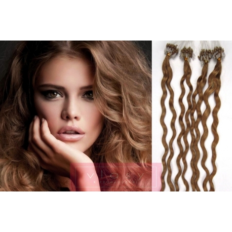 Kudrnaté vlasy Micro Ring / Easy Loop / Easy Ring / Micro Loop 60cm – světle hnědé