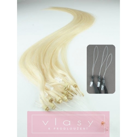 Vlasy európskeho typu k predlžovaniu micro ring 60cm – platina