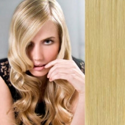 Clip in vlasy 43cm 100% ľudské remy - EXTRA 100g – prírodná blond