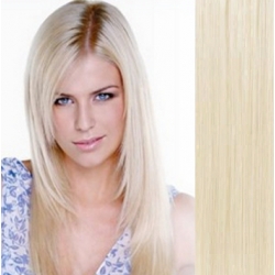 Clip in vlasy 43cm 100% ľudské remy - EXTRA 100g – platina