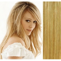 Clip in vlasy 43cm 100% ľudské remy - EXTRA 100g – prírodná / svetlejšia blond