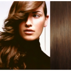 Clip in vlasy 43cm 100% ľudské remy - EXTRA 100g – stredne hnedá