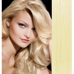 Clip in vlasy 43cm 100% ľudské remy - EXTRA 100g – najsvetlejšia blond
