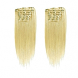 Clip in maxi set 63cm pravé ľudské vlasy - REMY 240g – svetlejšia blond