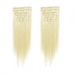 Clip in maxi set 63cm pravé ľudské vlasy - REMY 240g – najsvetlejšia blond