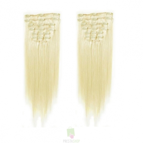 Clip in maxi set 63cm pravé lidské vlasy – REMY 240g – NEJSVĚTLEJŠÍ BLOND