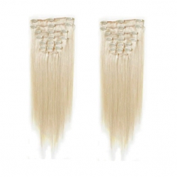 Clip in maxi set 63cm pravé ľudské vlasy - REMY 240g – platina