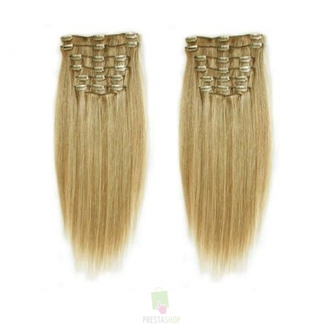 Clip in maxi set 63cm pravé lidské vlasy – REMY 240g – PŘÍRODNÍ/SVĚTLEJŠÍ BLOND