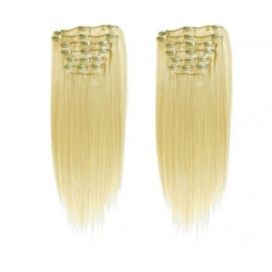 Clip in maxi set 53cm pravé ľudské vlasy - REMY 200g – svetlejšia blond