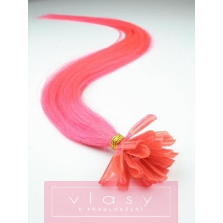 Vlasy európskeho typu k predlžovaniu keratínom 40cm – ružové