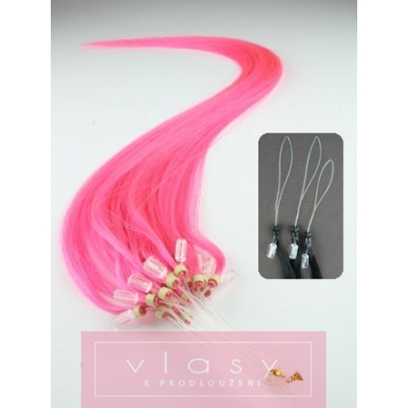 Vlasy európskeho typu k predlžovaniu micro ring 60cm – pink