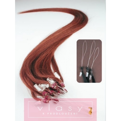 Vlasy európskeho typu k predlžovaniu micro ring 40cm – medená