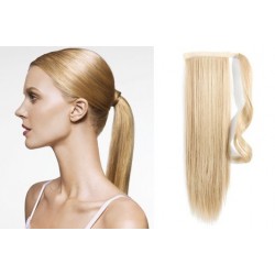 Clip in príčesok cop / vrkoč 100% ľudské vlasy 60cm – najsvetlejšia blond