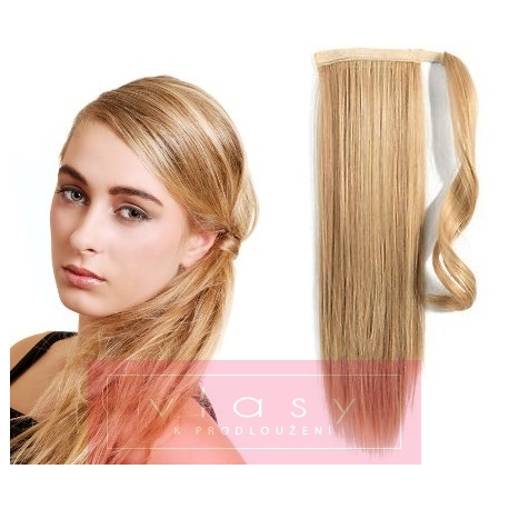 Clip in príčesok cop / vrkoč 100% ľudské vlasy 60cm – prírodná / svetlejšia blond